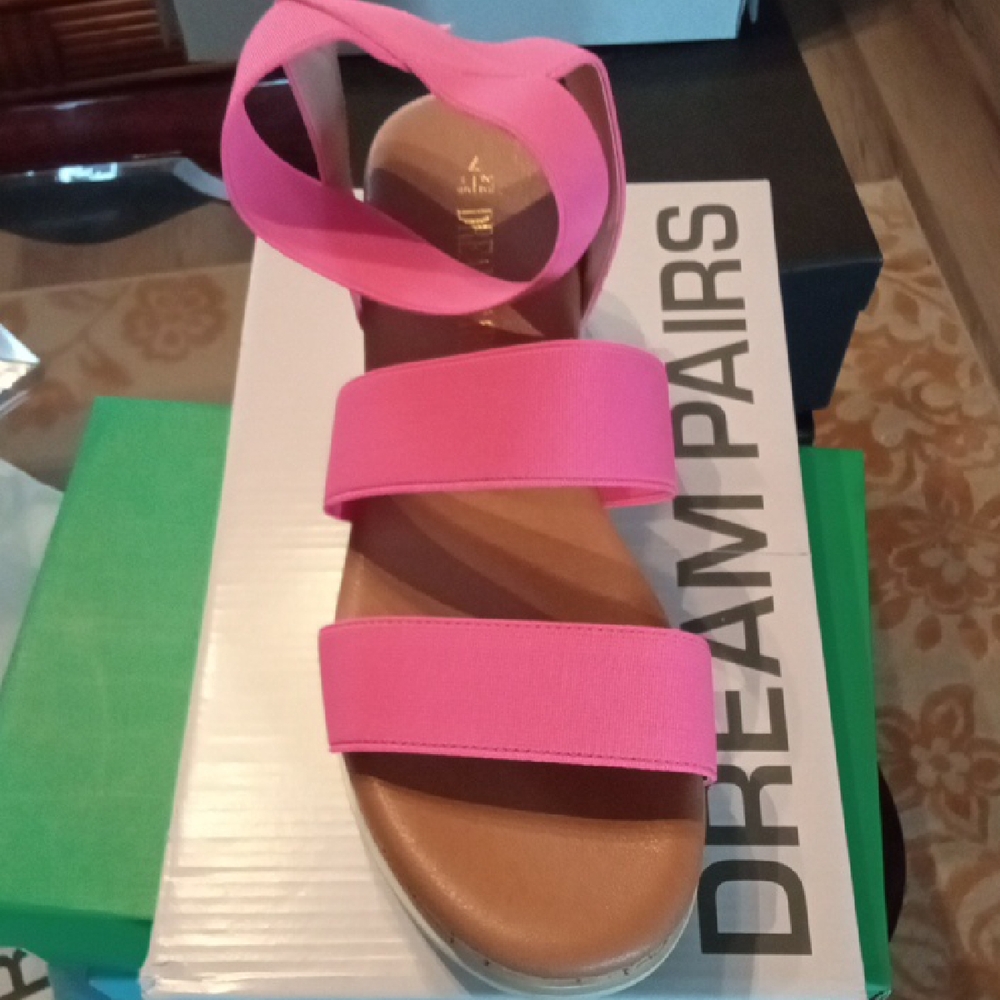 Dream Pairs Bright Pink Elastic Strap Open-Toe Sandals